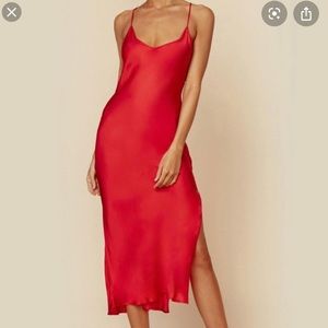 Planet Blue navy blue midi slip dress w slit XS